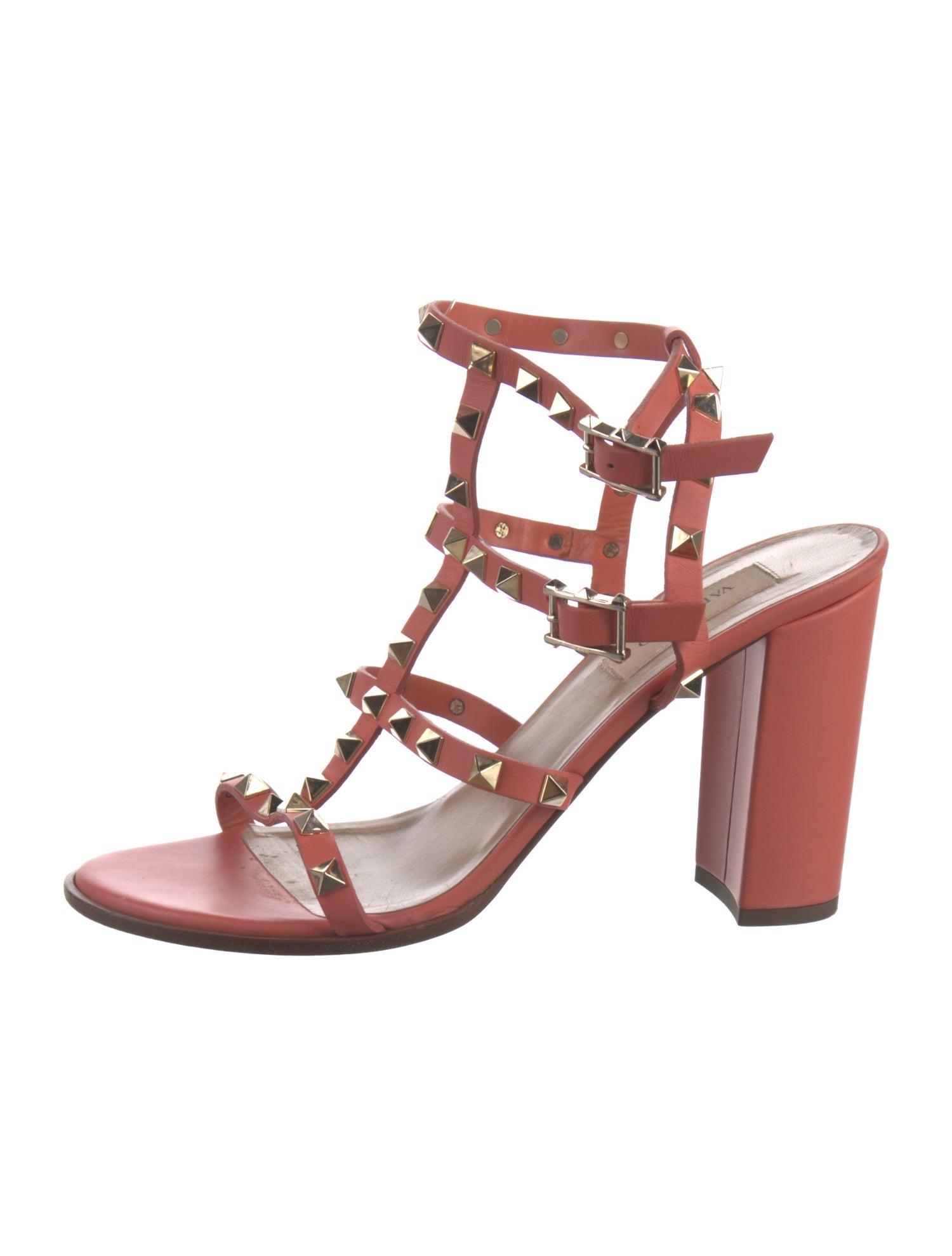 Valentino Rockstud Accents Leather T-Strap Sandals