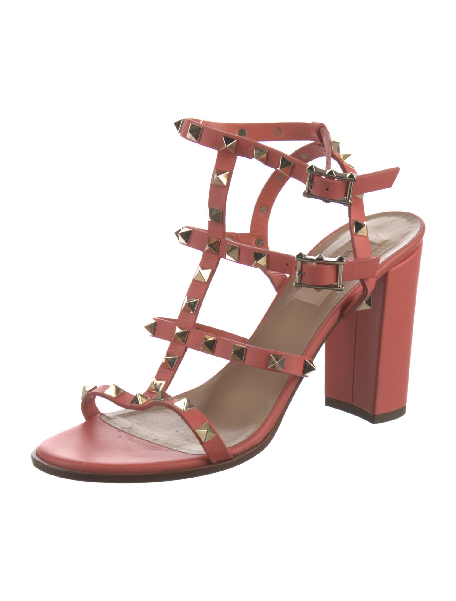 Valentino Rockstud Accents Leather T-Strap Sandals