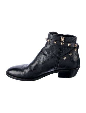 Valentino Rockstud Accents Leather Combat Boots