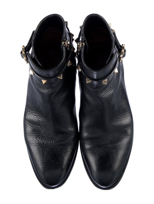 Valentino Rockstud Accents Leather Combat Boots