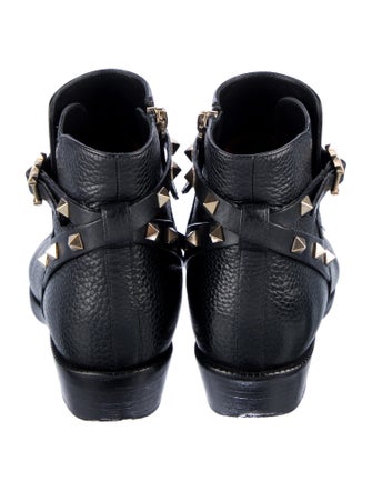 Valentino Rockstud Accents Leather Combat Boots