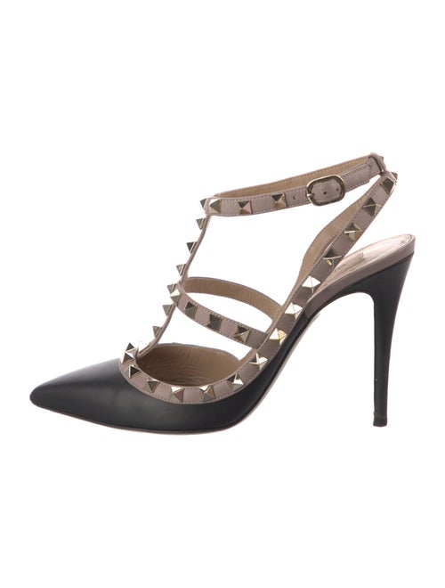 Valentino Rockstud Accents Leather T-Strap Pumps
