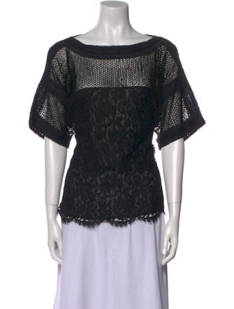 Valentino Lace Pattern Bateau Neckline Top