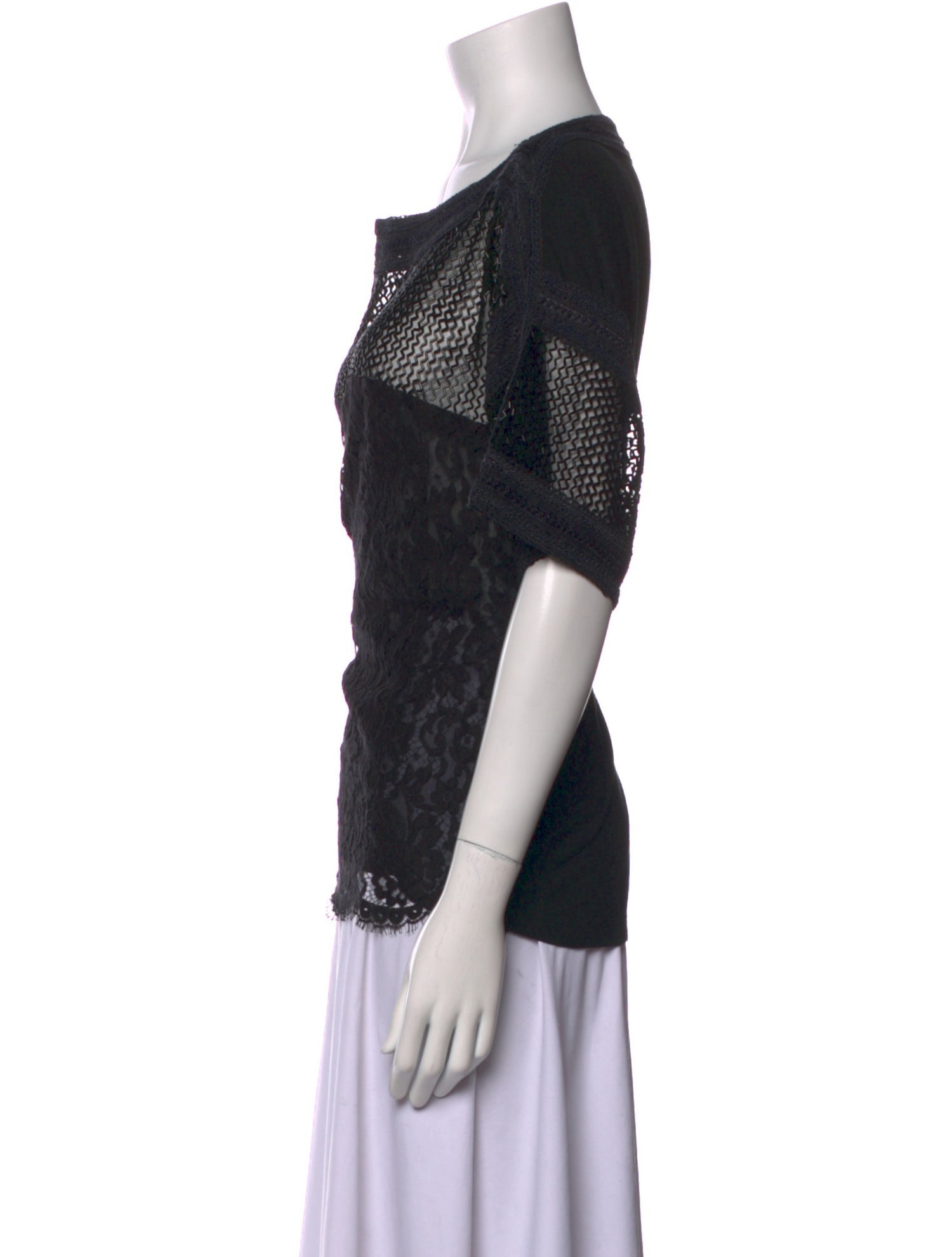 Valentino Lace Pattern Bateau Neckline Top