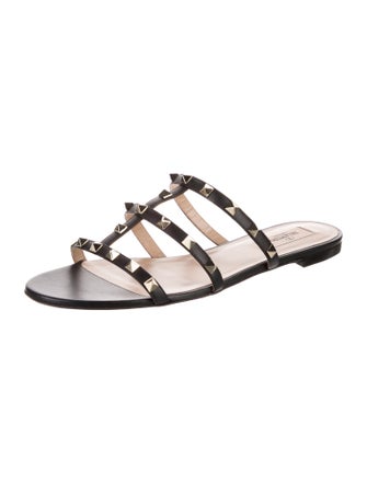 Valentino Rockstud Accents Leather Slides