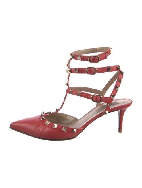 Valentino Rockstud Accents Leather T-Strap Pumps