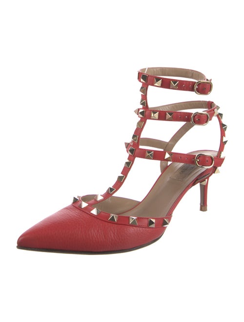 Valentino Rockstud Accents Leather T-Strap Pumps