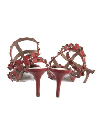 Valentino Rockstud Accents Leather T-Strap Pumps