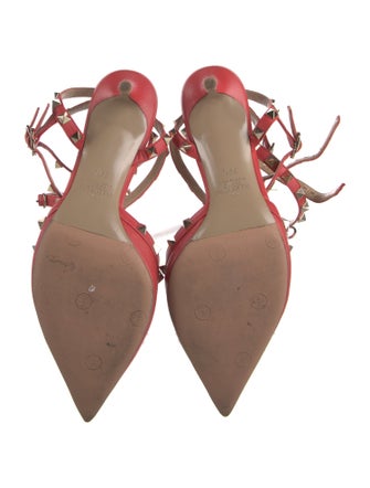 Valentino Rockstud Accents Leather T-Strap Pumps
