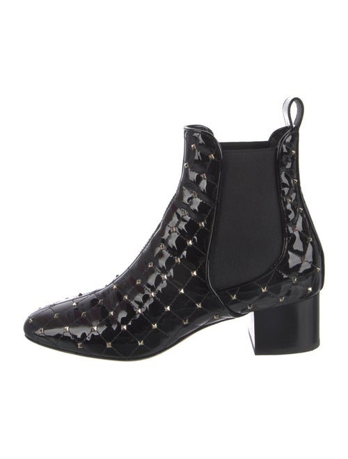Valentino Rockstud Accents Patent Leather Chelsea Boots