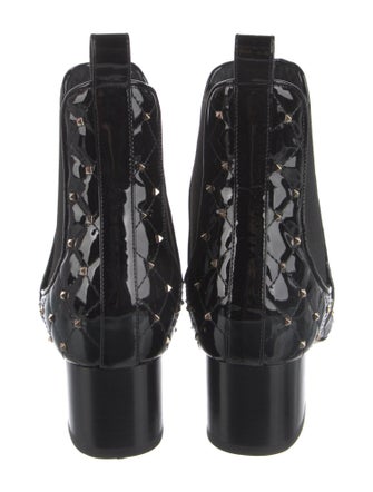 Valentino Rockstud Accents Patent Leather Chelsea Boots