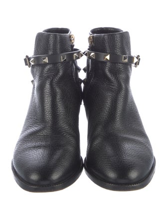 Valentino Rockstud Accents Leather Moto Boots