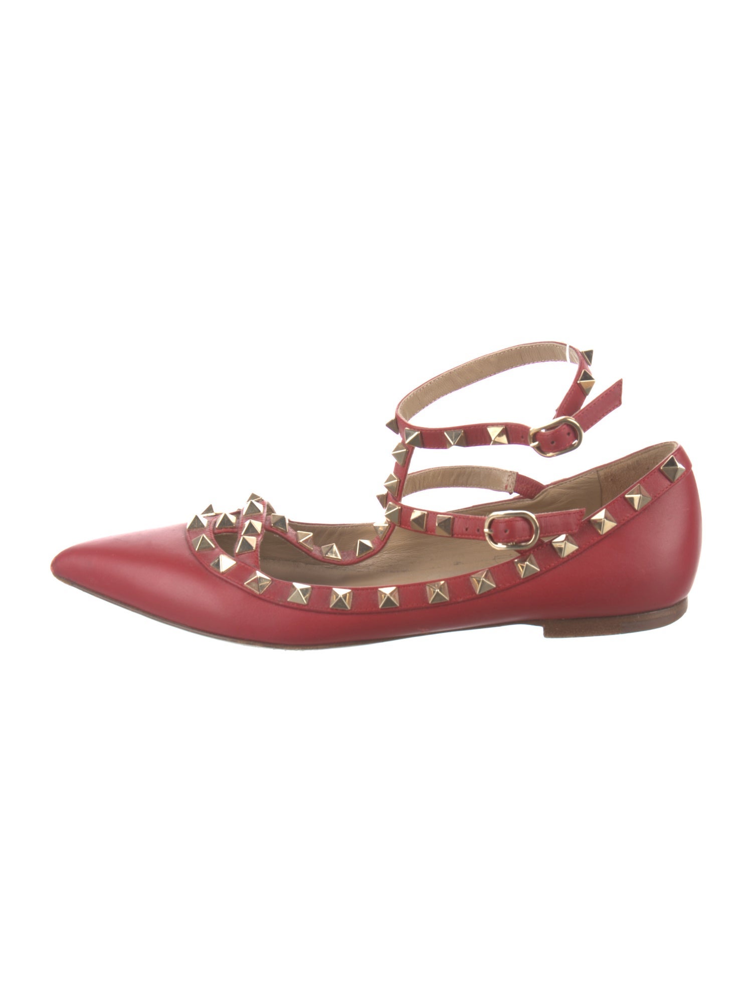 Valentino Rockstud Accents Leather Ballet Flats