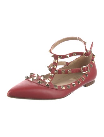 Valentino Rockstud Accents Leather Ballet Flats