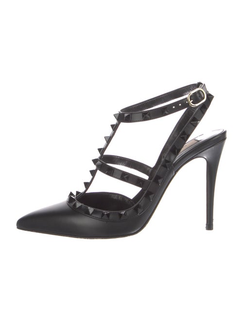Valentino Rockstud Accents Leather T-Strap Pumps