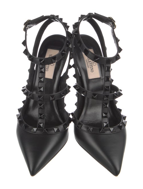 Valentino Rockstud Accents Leather T-Strap Pumps