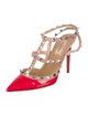 Valentino Rockstud Accents Patent Leather T-Strap Pumps