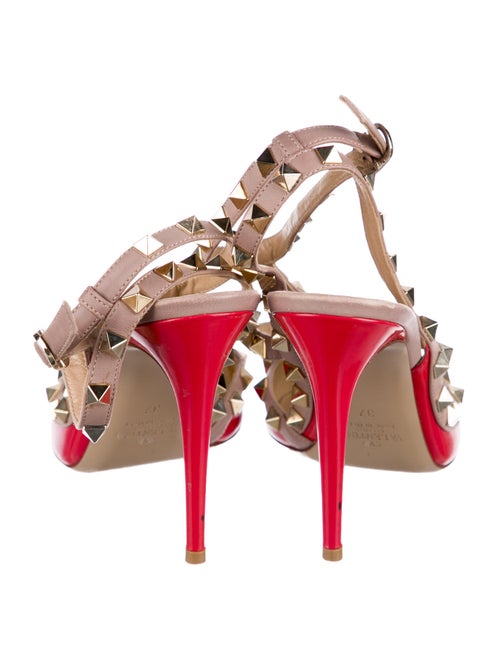 Valentino Rockstud Accents Patent Leather T-Strap Pumps