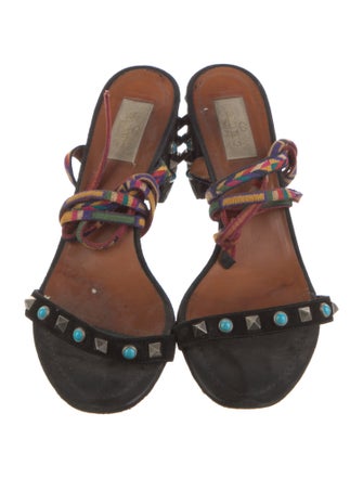 Valentino Rockstud Accents Suede Sandals