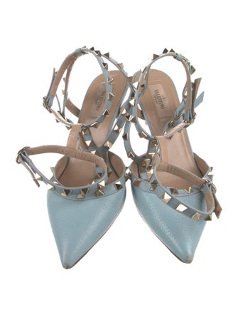 Valentino Rockstud Accents Leather T-Strap Pumps