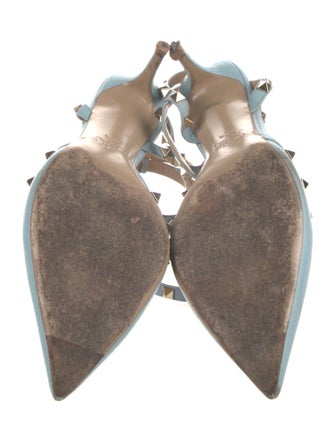 Valentino Rockstud Accents Leather T-Strap Pumps