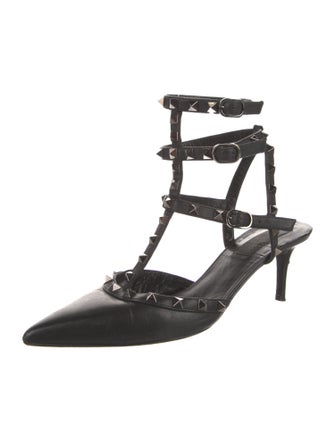 Valentino Rockstud Accents Leather T-Strap Pumps
