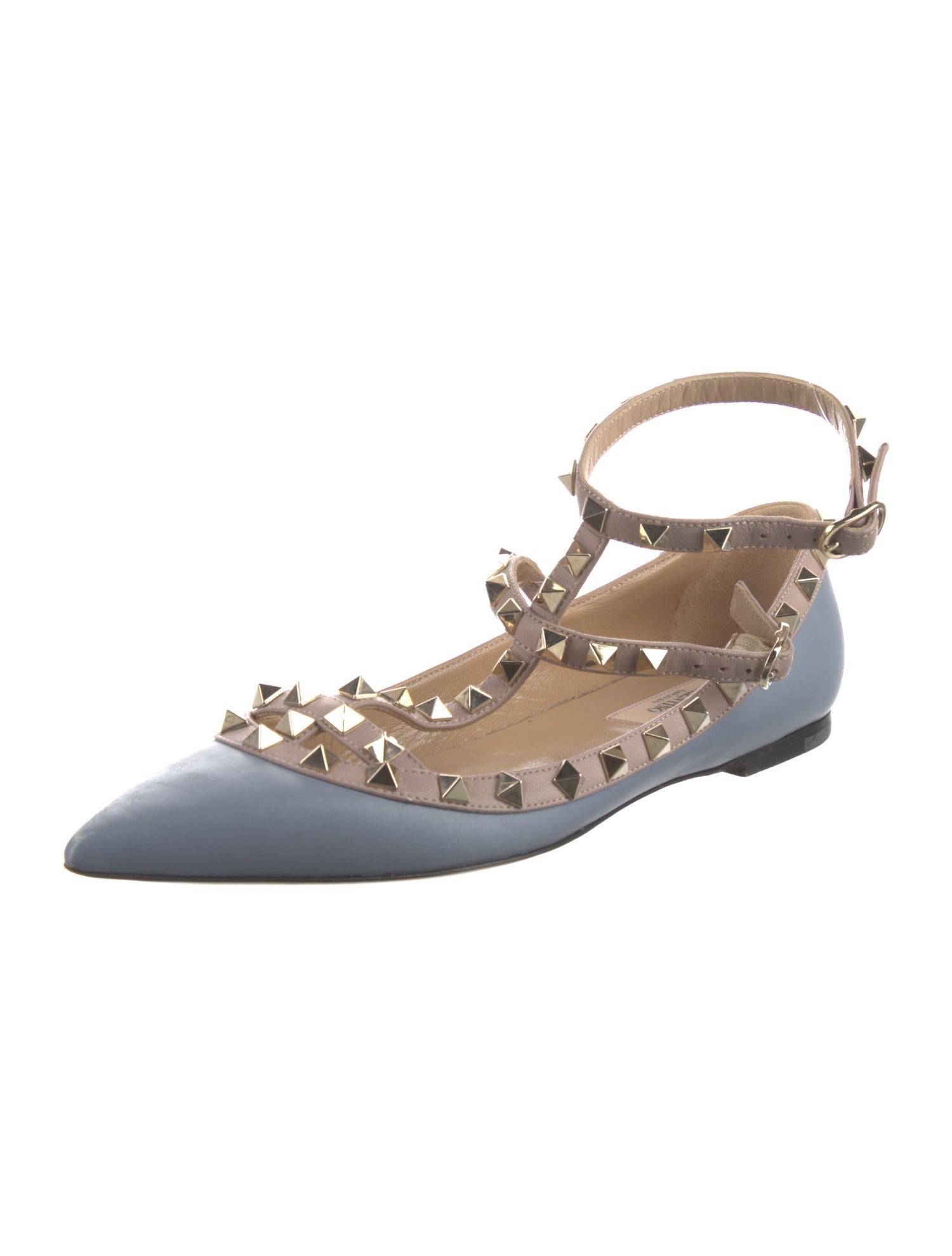 Valentino Rockstud Accents Leather Ballet Flats