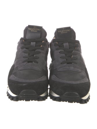 Valentino Rockstud Accents Suede Sneakers