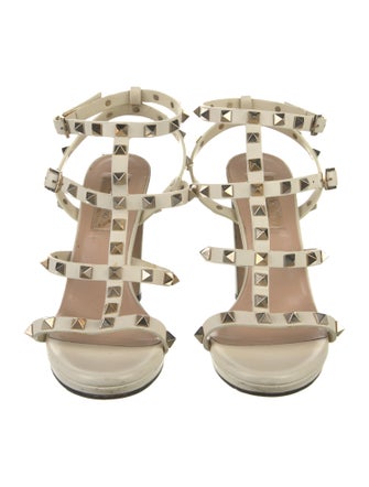 Valentino Rockstud Accents Leather T-Strap Sandals