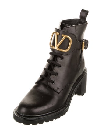 Valentino Leather Combat Boots