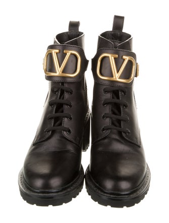 Valentino Leather Combat Boots