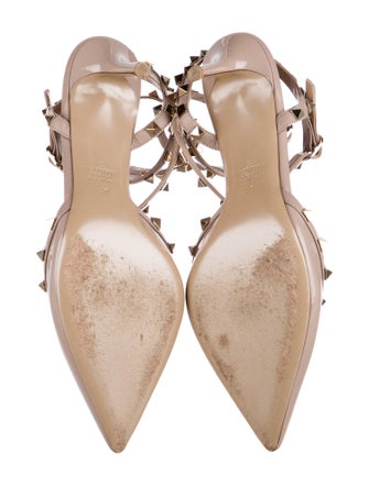 Valentino Rockstud Accents Patent Leather T-Strap Pumps