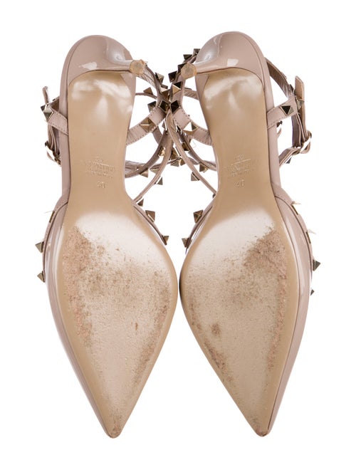 Valentino Rockstud Accents Patent Leather T-Strap Pumps