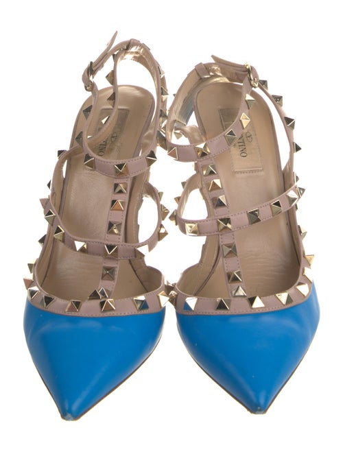 Valentino Rockstud Accents Leather T-Strap Pumps