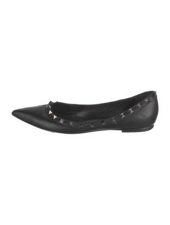 Valentino Rockstud Accents Leather Ballet Flats