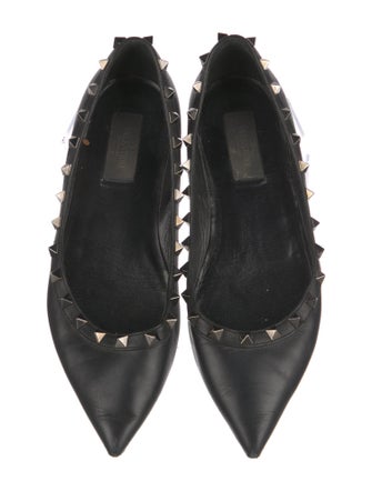 Valentino Rockstud Accents Leather Ballet Flats