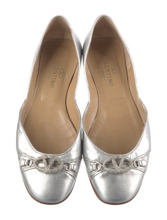 Valentino Signature Logo Leather D'Orsay Flats
