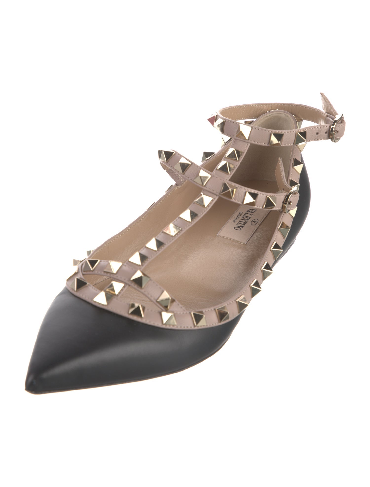Valentino Rockstud Accents Leather Ballet Flats