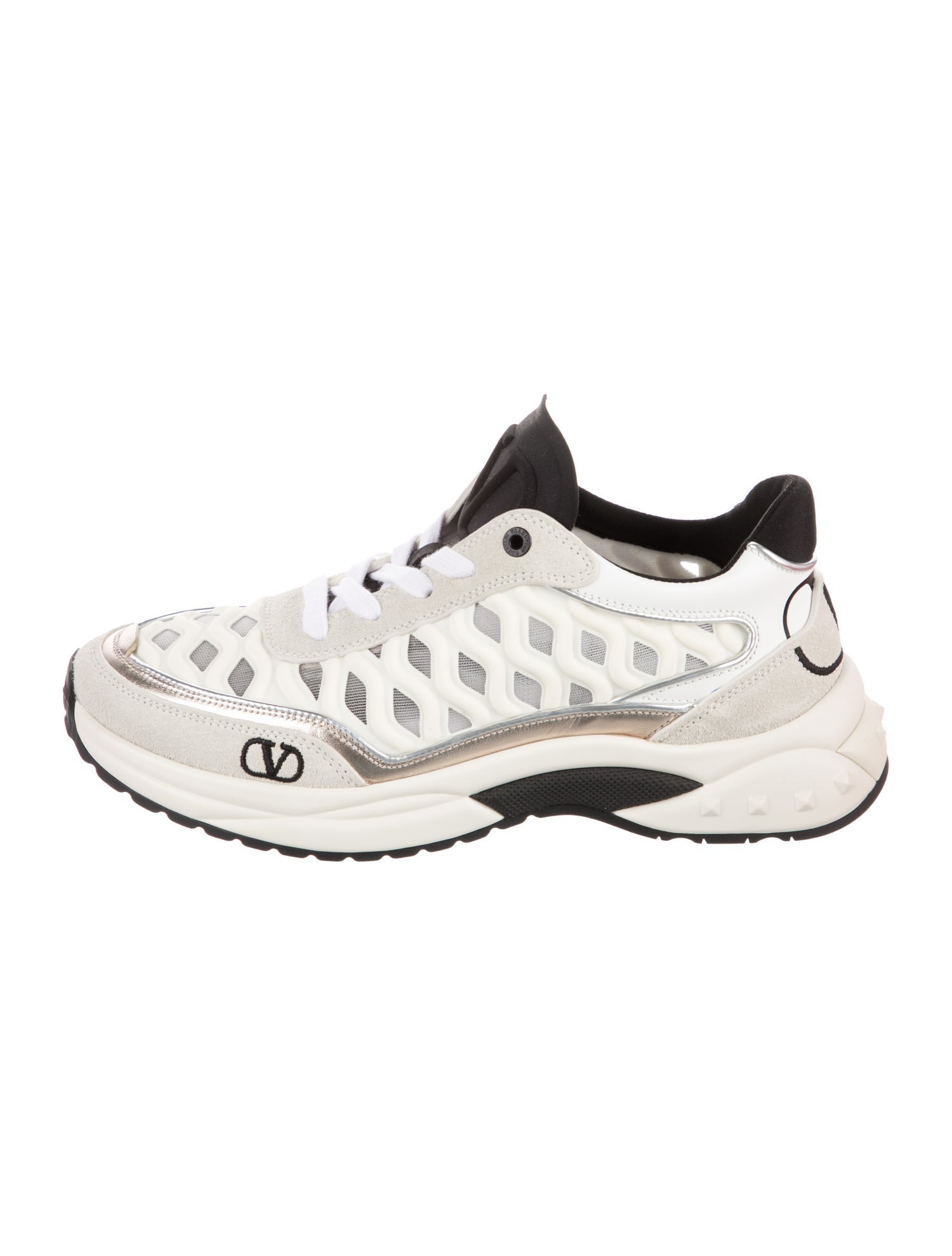 Valentino Rockstud Accents Suede Sneakers