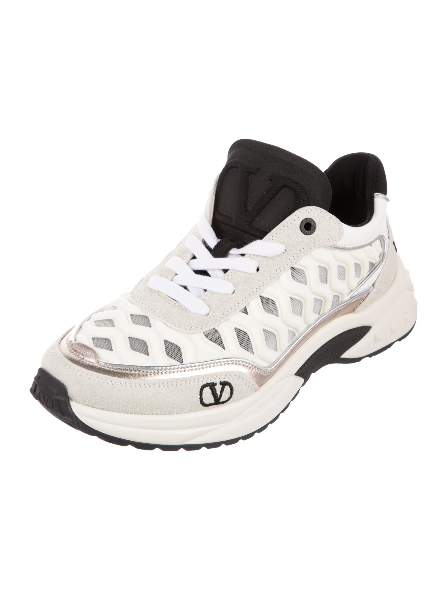 Valentino Rockstud Accents Suede Sneakers