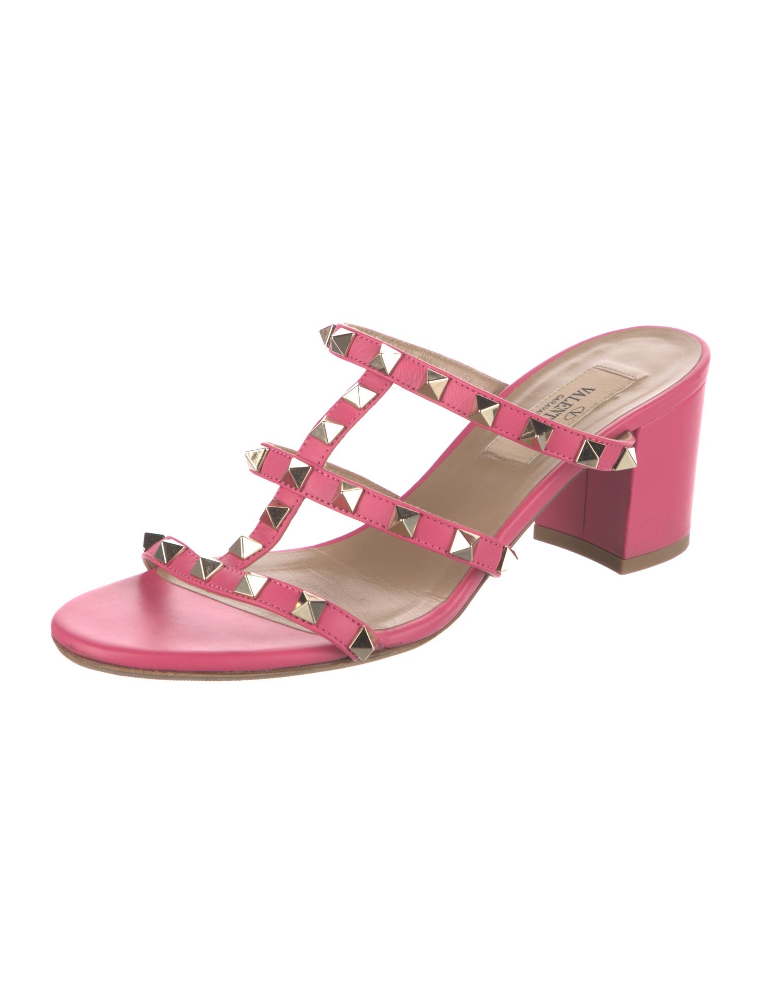 Valentino Rockstud Accents Leather Slides