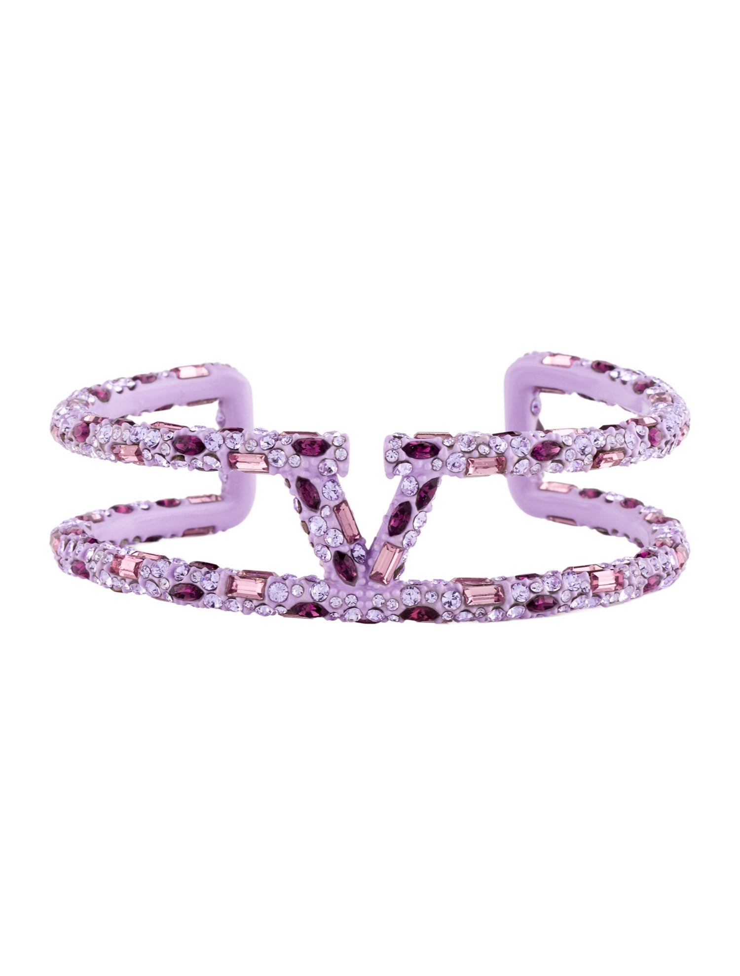 Valentino Crystal & Enamel V Logo Cuff