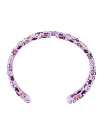Valentino Crystal & Enamel V Logo Cuff