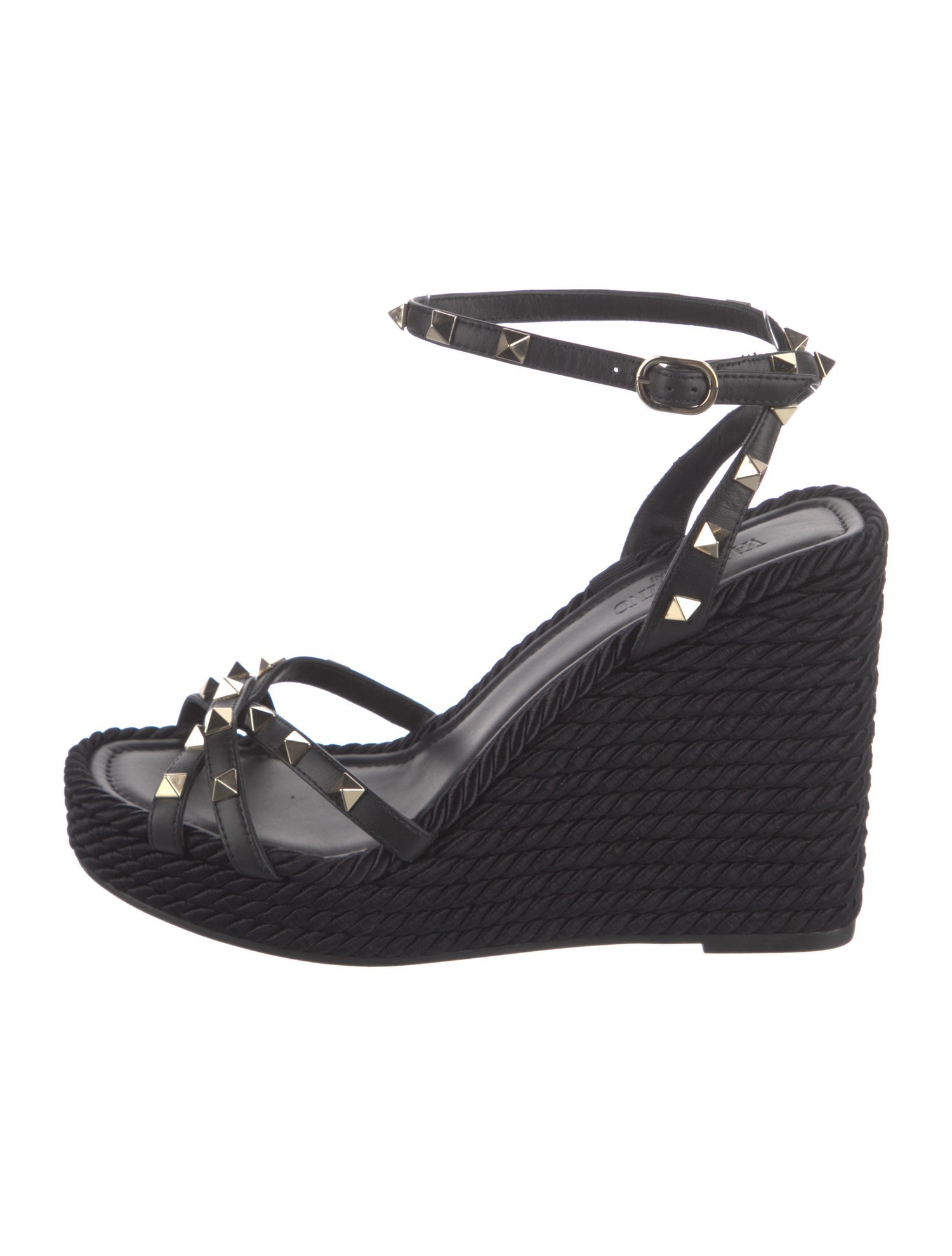 Valentino Rockstud Accents Leather Espadrilles