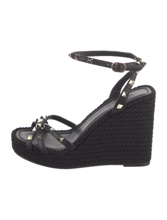 Valentino Rockstud Accents Leather Espadrilles