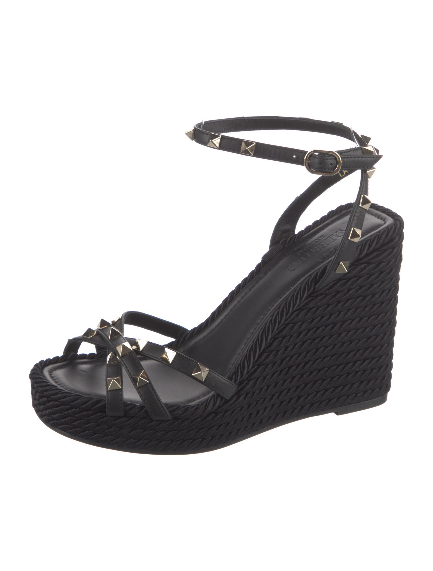 Valentino Rockstud Accents Leather Espadrilles