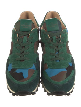 Valentino Rockstud Accents Suede Sneakers