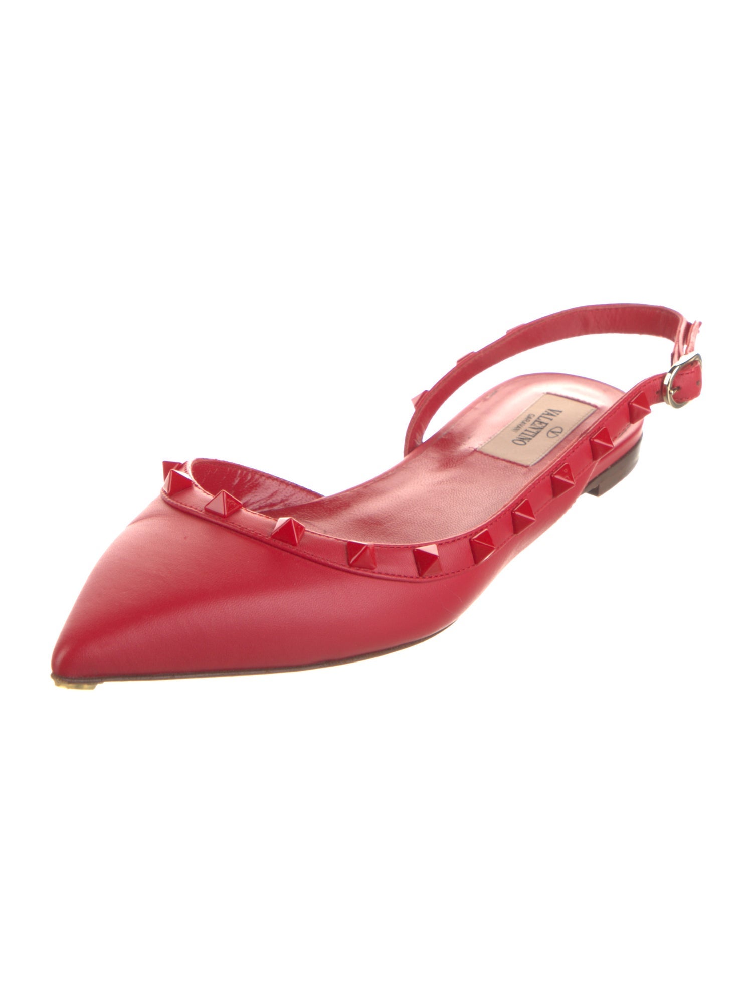 Valentino Rockstud Accents Leather Slingback Flats