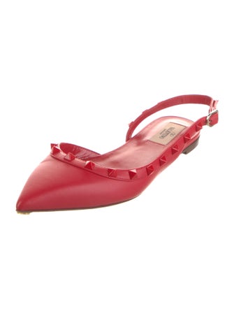 Valentino Rockstud Accents Leather Slingback Flats