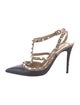 Valentino Rockstud Accents Leather T-Strap Pumps